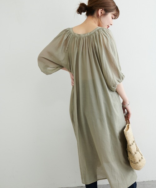 natural couture（ナチュラルクチュール）の「【WEB限定】ねじり袖２WAYシャツワンピース（ワンピース・レディース・ブラック/ピンク/カーキ/ブルー/アイボリー・FREE）」の15枚目の写真