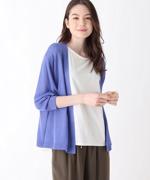 DRESKIP（ドレスキップ）の「◆ウォシャブルトッパーカーディガン（カーディガン/ボレロ・レディース・オフホワイト/ブラック/ブルー/ライトグレー・02/03/04）」の4枚目の写真