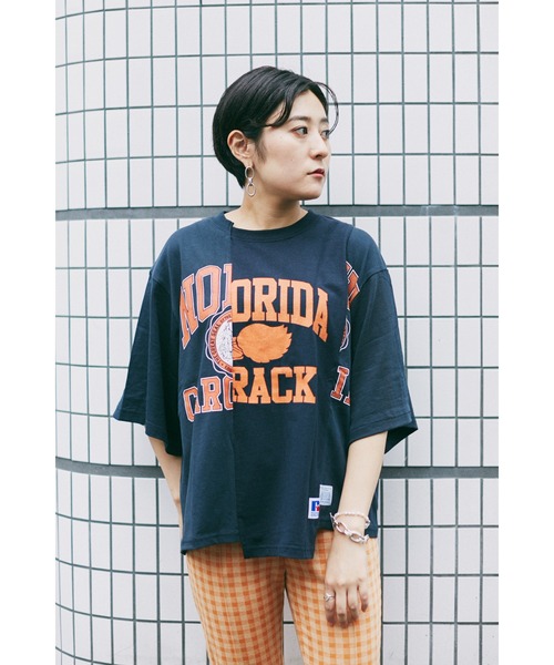 Russell Athletic（ラッセルアスレティック）の「(Russell Athletic)Tシャツ（Tシャツ/カットソー・レディース・グレー/ネイビー・MEDIUM）」の2枚目の写真