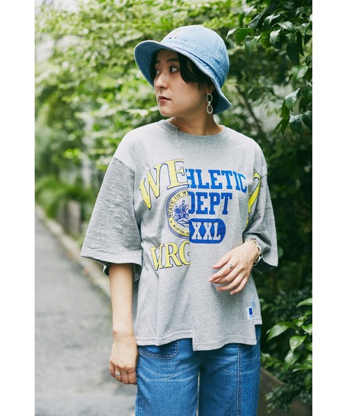 Russell Athletic（ラッセルアスレティック）の「(Russell Athletic)Tシャツ（Tシャツ/カットソー・レディース・グレー/ネイビー・MEDIUM）」の5枚目の写真