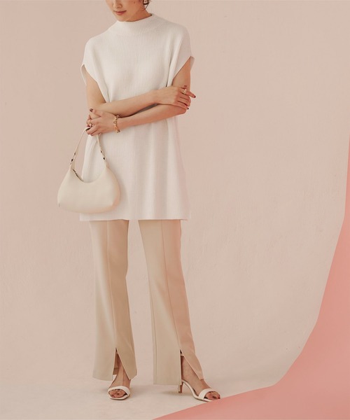 UR'S（ユアーズ）の「フレンチスリーブボトルネックニットベスト（ベスト・レディース・ラベンダー/ベージュ/ブラック/ホワイト・S/M/L）」の21枚目の写真