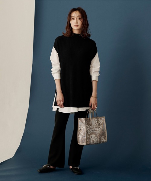 UR'S（ユアーズ）の「フレンチスリーブボトルネックニットベスト（ベスト・レディース・ラベンダー/ベージュ/ブラック/ホワイト・S/M/L）」の19枚目の写真