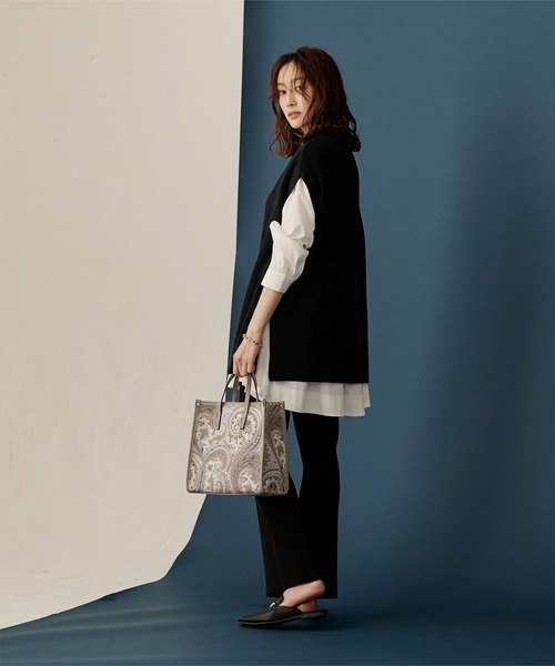 UR'S（ユアーズ）の「フレンチスリーブボトルネックニットベスト（ベスト・レディース・ラベンダー/ベージュ/ブラック/ホワイト・S/M/L）」の6枚目の写真