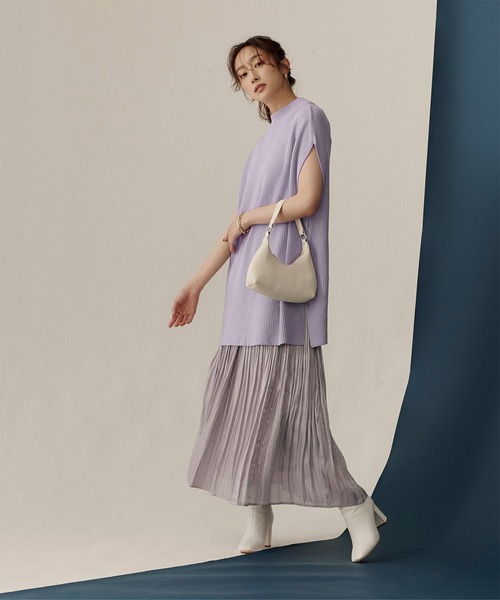 UR'S（ユアーズ）の「フレンチスリーブボトルネックニットベスト（ベスト・レディース・ラベンダー/ベージュ/ブラック/ホワイト・S/M/L）」の9枚目の写真