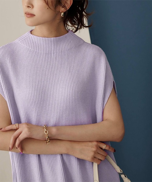 UR'S（ユアーズ）の「フレンチスリーブボトルネックニットベスト（ベスト・レディース・ラベンダー/ベージュ/ブラック/ホワイト・S/M/L）」の22枚目の写真