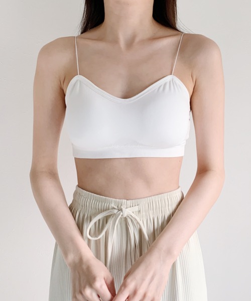 CLEA(クレア)の「カップ付きスキニーストラップブラトップ(キャミソール・レディース・ホワイト/ブラック/ピンク/ブルー・FREE)」の3枚目の写真