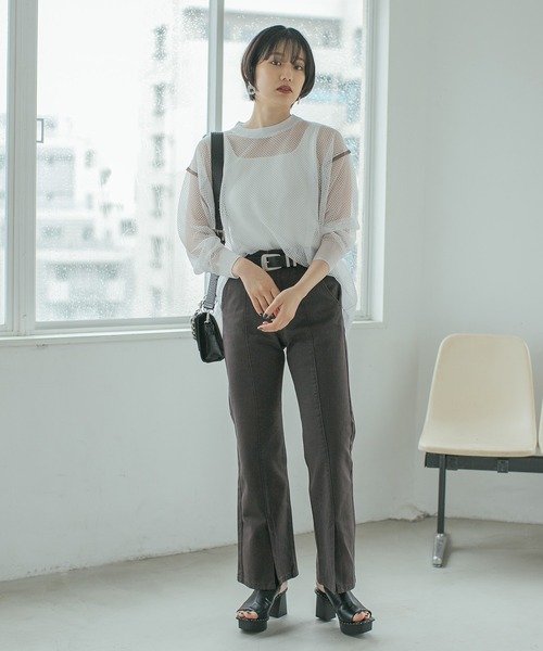 PAGEBOY(ページボーイ)の「ハイショクメッシュプルオーバー(Tシャツ/カットソー・レディース・ブラック/オフホワイト/ブラウン系その他・FREE)」の12枚目の写真