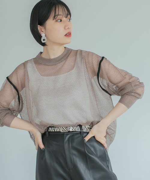 PAGEBOY(ページボーイ)の「ハイショクメッシュプルオーバー(Tシャツ/カットソー・レディース・ブラック/オフホワイト/ブラウン系その他・FREE)」の6枚目の写真