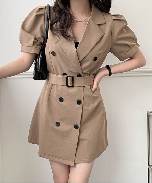 merongshop（メロンショップ）の「MERONGSHOP トレンチパフワンピース（ワンピース・レディース・ベージュ・FREE）」の14枚目の写真