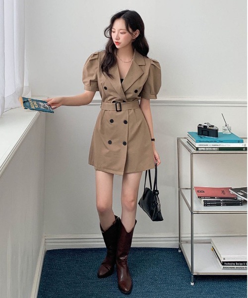 merongshop（メロンショップ）の「MERONGSHOP トレンチパフワンピース（ワンピース・レディース・ベージュ・FREE）」の11枚目の写真