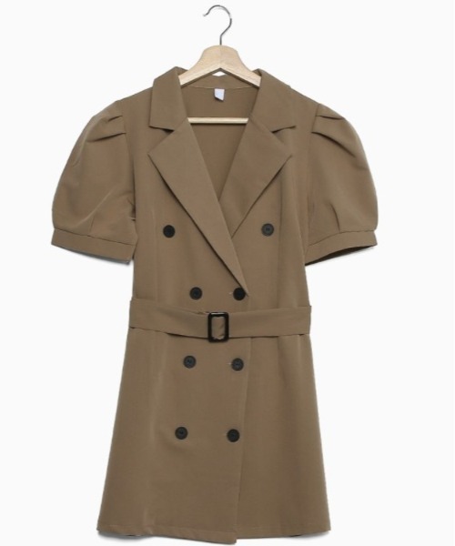 merongshop（メロンショップ）の「MERONGSHOP トレンチパフワンピース（ワンピース・レディース・ベージュ・FREE）」の12枚目の写真