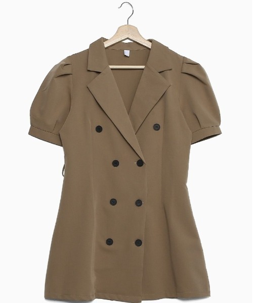 merongshop（メロンショップ）の「MERONGSHOP トレンチパフワンピース（ワンピース・レディース・ベージュ・FREE）」の10枚目の写真