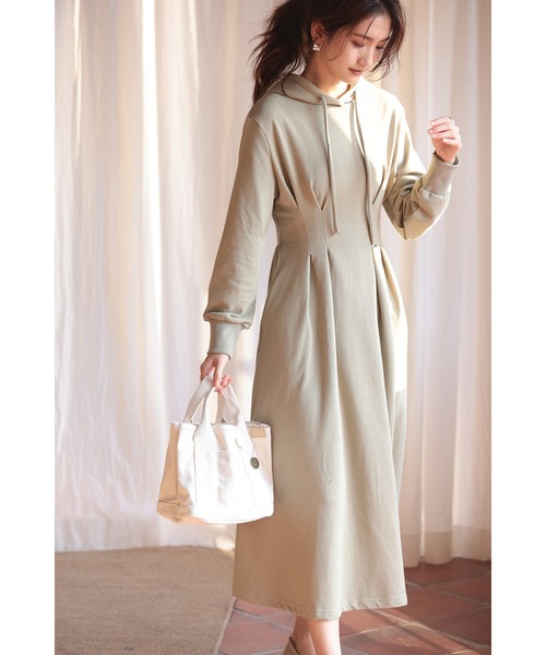 SAISON DE PAPILLON(セゾンドパピヨン)の「スウェットパーカーワンピース(ワンピース・レディース・ベージュ/ブラック/グリーン/グレー/ネイビー/キャメル/ラベンダー/ホワイト・S/M/L)」の22枚目の写真