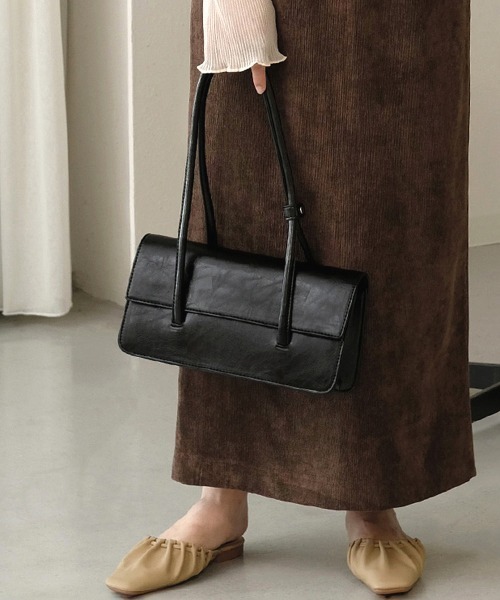 Bab（バブ）の「【WEB限定】フラップスクエアバッグ（ボストンバッグ・レディース・ブラック/オフホワイト/グリーン・ONESIZE）」の8枚目の写真