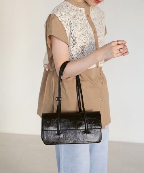 Bab（バブ）の「【WEB限定】フラップスクエアバッグ（ボストンバッグ・レディース・ブラック/オフホワイト/グリーン・ONESIZE）」の19枚目の写真