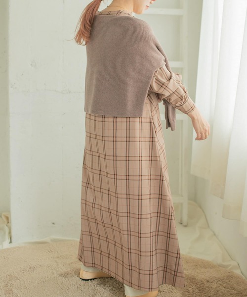 ITEMS URBANRESEARCH（アイテムズ アーバンリサーチ）の「チェックスキッパーリボンワンピース（ワンピース・レディース・ブラック/ベージュ/ブラウン・FREE）」の17枚目の写真