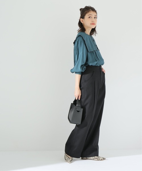 Simplicite（サンプリシテ）の「コットンツイル ワイドストレートパンツ◆（スラックス・レディース・ブラック/レッド・FREE）」の16枚目の写真