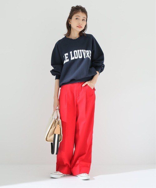 Simplicite（サンプリシテ）の「コットンツイル ワイドストレートパンツ◆（スラックス・レディース・ブラック/レッド・FREE）」の4枚目の写真