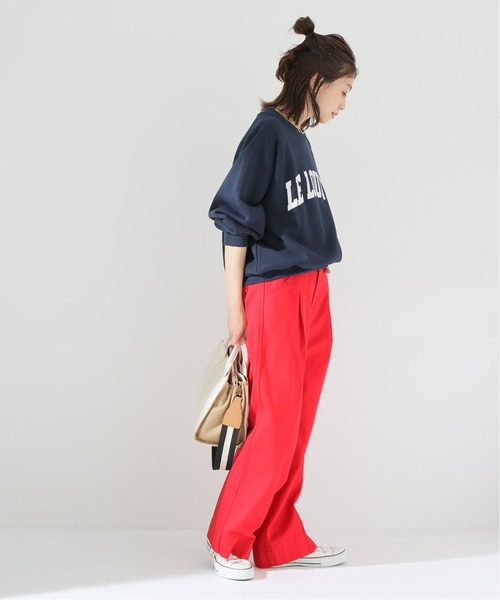 Simplicite（サンプリシテ）の「コットンツイル ワイドストレートパンツ◆（スラックス・レディース・ブラック/レッド・FREE）」の8枚目の写真