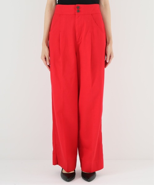 Simplicite（サンプリシテ）の「コットンツイル ワイドストレートパンツ◆（スラックス・レディース・ブラック/レッド・FREE）」の13枚目の写真