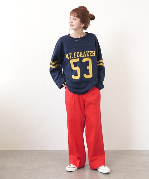 Simplicite（サンプリシテ）の「コットンツイル ワイドストレートパンツ◆（スラックス・レディース・ブラック/レッド・FREE）」の15枚目の写真