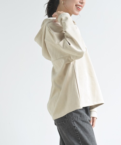 rps(アールピーエス)の「スエードポンチレースアップパーカー(パーカー・レディース・ブラウン/アイボリー/ピンクベージュ/グレイッシュベージュ/モカ・M/フリー)」の6枚目の写真