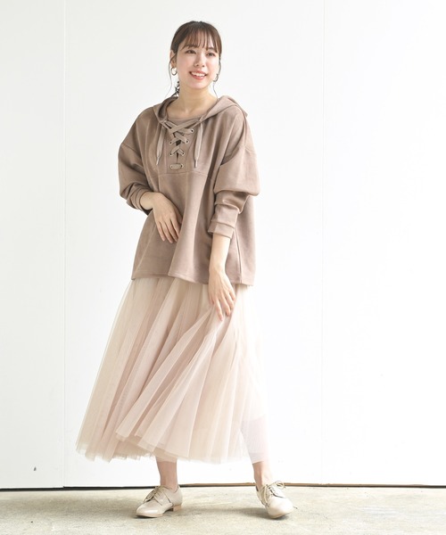 rps(アールピーエス)の「スエードポンチレースアップパーカー(パーカー・レディース・ブラウン/アイボリー/ピンクベージュ/グレイッシュベージュ/モカ・M/フリー)」の17枚目の写真