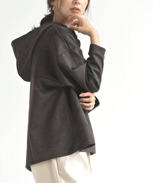 rps(アールピーエス)の「スエードポンチレースアップパーカー(パーカー・レディース・ブラウン/アイボリー/ピンクベージュ/グレイッシュベージュ/モカ・M/フリー)」の11枚目の写真