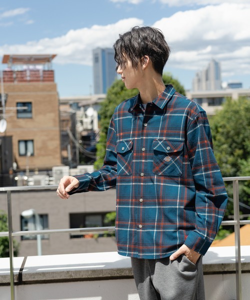 Dickies(ディッキーズ)の「Dickies ディッキーズ 長袖ツイルチェックワークシャツ(シャツ/ブラウス・メンズ・レッド/ホワイト/ネイビー/グリーン・XL/M/L)」の11枚目の写真