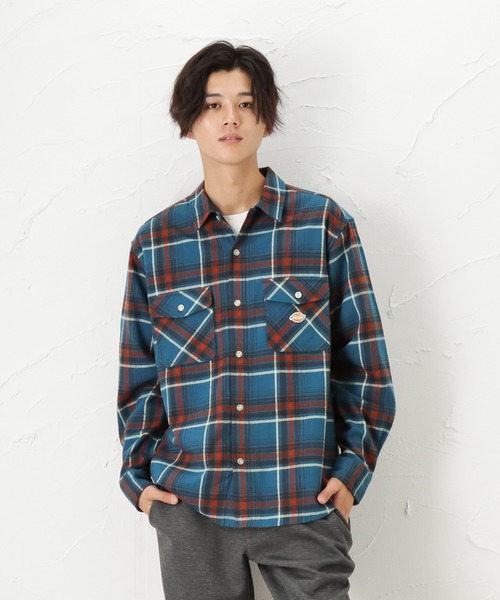Dickies(ディッキーズ)の「Dickies ディッキーズ 長袖ツイルチェックワークシャツ(シャツ/ブラウス・メンズ・レッド/ホワイト/ネイビー/グリーン・XL/M/L)」の17枚目の写真