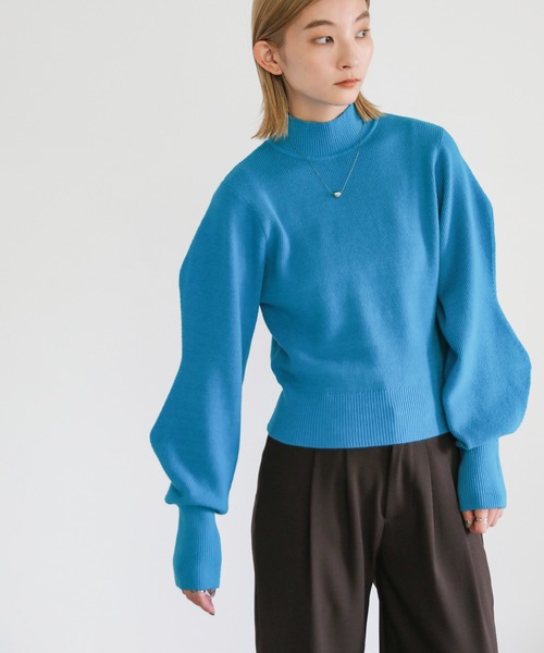 select MOCA（セレクトモカ）の「デザインスリーブニットプルオーバー（ニット/セーター・レディース・ブラック/オレンジ/グリーン/ブルー・FREE）」の19枚目の写真