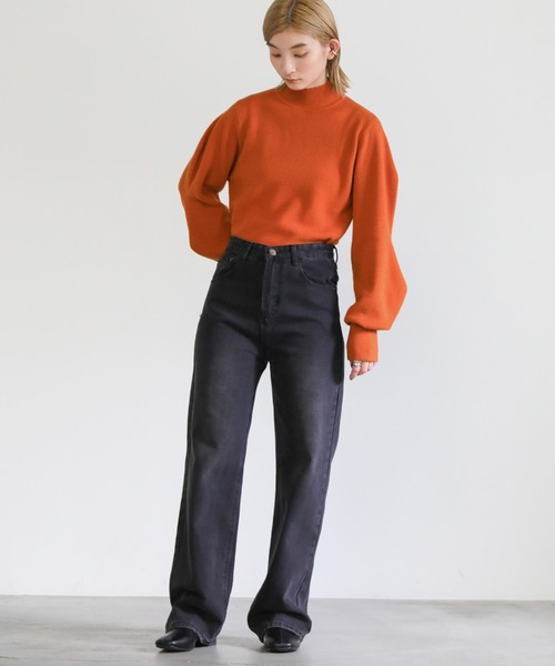 select MOCA（セレクトモカ）の「デザインスリーブニットプルオーバー（ニット/セーター・レディース・ブラック/オレンジ/グリーン/ブルー・FREE）」の15枚目の写真