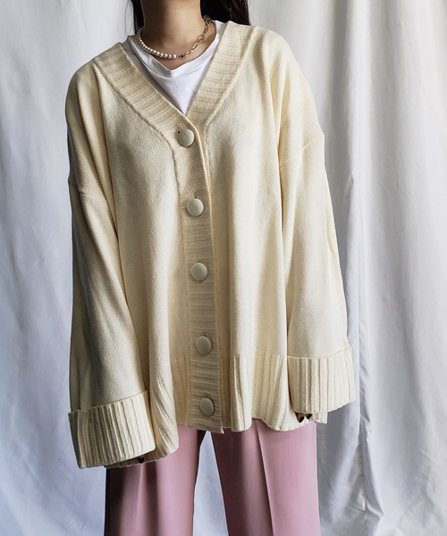 me+em select(ミームセレクト)の「ウエストマーク付 ボリューム袖ビッグカーディガン(カーディガン/ボレロ・レディース・ピンク/ブラック/ブルー/アイボリー・FREE)」の1枚目の写真