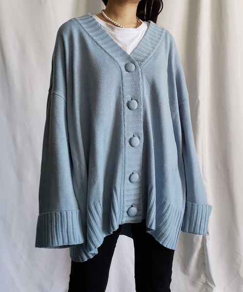 me+em select(ミームセレクト)の「ウエストマーク付 ボリューム袖ビッグカーディガン(カーディガン/ボレロ・レディース・ピンク/ブラック/ブルー/アイボリー・FREE)」の11枚目の写真