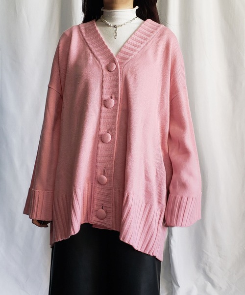 me+em select(ミームセレクト)の「ウエストマーク付 ボリューム袖ビッグカーディガン(カーディガン/ボレロ・レディース・ピンク/ブラック/ブルー/アイボリー・FREE)」の17枚目の写真