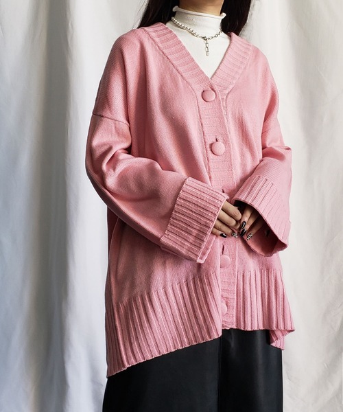 me+em select(ミームセレクト)の「ウエストマーク付 ボリューム袖ビッグカーディガン(カーディガン/ボレロ・レディース・ピンク/ブラック/ブルー/アイボリー・FREE)」の18枚目の写真