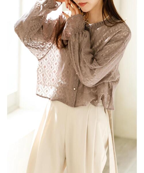 SLURR（スラ―）の「レースボリュームスリーブブラウス（シャツ/ブラウス・レディース・モカ/ライトベージュ・FREE）」の17枚目の写真