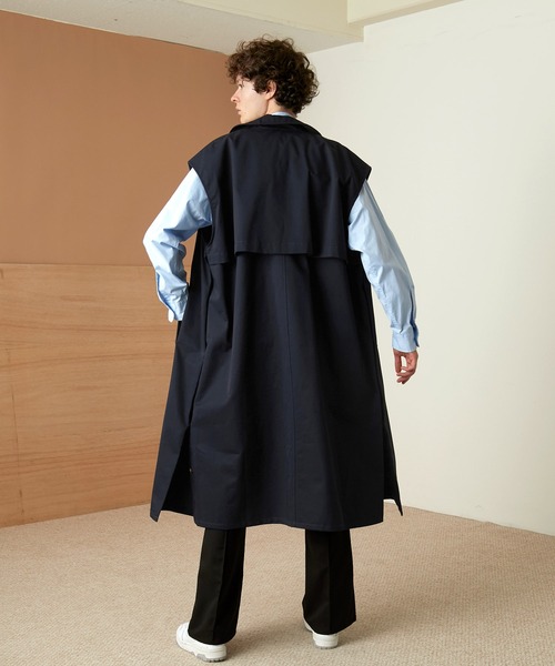 EMMA CLOTHES（エマクローズ）の「オーバー サイドスリットヨーク ノースリーブバルカラーコート（その他アウター・メンズ・アイボリー/ネイビー・FREE）」の21枚目の写真