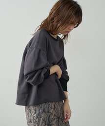 ボリュームスリーブ配色裏毛プルオーバー