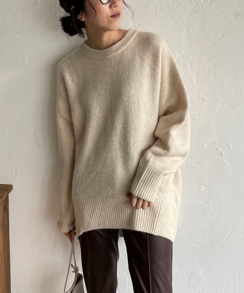 CAPRICIEUX LE'MAGE（カプリシューレマージュ）の「〈WEB・一部店舗限定もちふわニット（ニット/セーター・レディース・アイボリー/ブラック/ベージュ・FREE）」の2枚目の写真