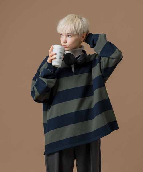 MUHET(ミュエータ)の「裏毛ラガーシャツスウェット(スウェット・レディース・ベージュ/カーキ/イエロー・SMALL/MEDIUM/LARGE)」の14枚目の写真