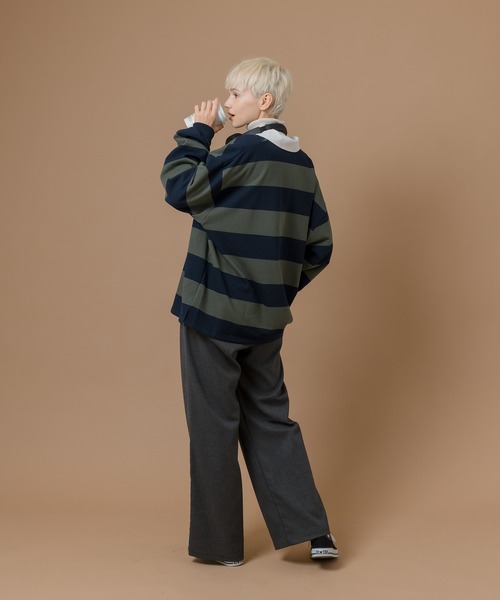 MUHET(ミュエータ)の「裏毛ラガーシャツスウェット(スウェット・レディース・ベージュ/カーキ/イエロー・SMALL/MEDIUM/LARGE)」の7枚目の写真