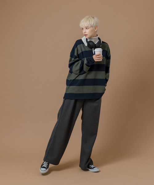 MUHET(ミュエータ)の「裏毛ラガーシャツスウェット(スウェット・レディース・ベージュ/カーキ/イエロー・SMALL/MEDIUM/LARGE)」の15枚目の写真