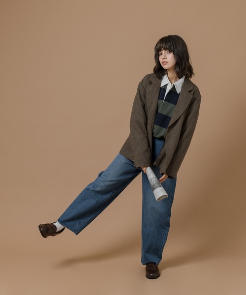 MUHET(ミュエータ)の「裏毛ラガーシャツスウェット(スウェット・レディース・ベージュ/カーキ/イエロー・SMALL/MEDIUM/LARGE)」の8枚目の写真