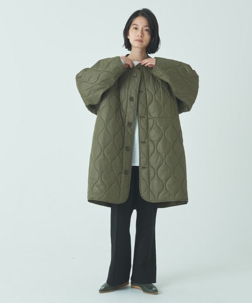 THEATRE PRODUCTS（シアタープロダクツ）の「中綿入りノーカラーキルティングコート（ノーカラーコート・レディース・ブラック/ブラウン/カーキ・FREE）」の16枚目の写真