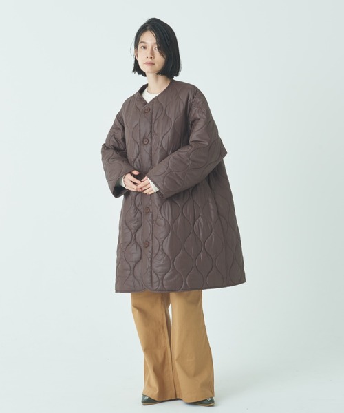 THEATRE PRODUCTS（シアタープロダクツ）の「中綿入りノーカラーキルティングコート（ノーカラーコート・レディース・ブラック/ブラウン/カーキ・FREE）」の11枚目の写真