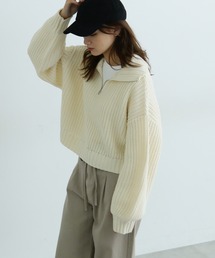 FREE'S MART | 3.5G畦編みハーフジップニット(ニット/セーター)