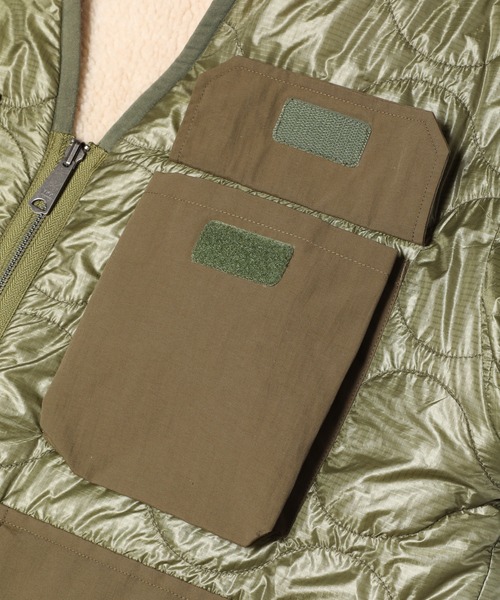 MR.OLIVE（ミスターオリーブ）の「MR.OLIVE ミスターオリーブ / BOA×RIPSTOP QUILTING / REVERSIBLE LINNING ARMY JACKET ボア x リップストップ キルティング / リバーシブル ライニング アーミー ノーカラージャケット / M-023140（ダウンジャケット/コート・メンズ・ブラック/カーキ・SMALL/MEDIUM/LARGE）」の6枚目の写真