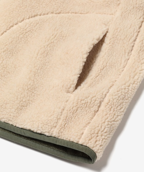 MR.OLIVE（ミスターオリーブ）の「MR.OLIVE ミスターオリーブ / BOA×RIPSTOP QUILTING / REVERSIBLE LINNING ARMY JACKET ボア x リップストップ キルティング / リバーシブル ライニング アーミー ノーカラージャケット / M-023140（ダウンジャケット/コート・メンズ・ブラック/カーキ・SMALL/MEDIUM/LARGE）」の9枚目の写真