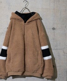 【13】袖ラインBIGフードボアジャケット